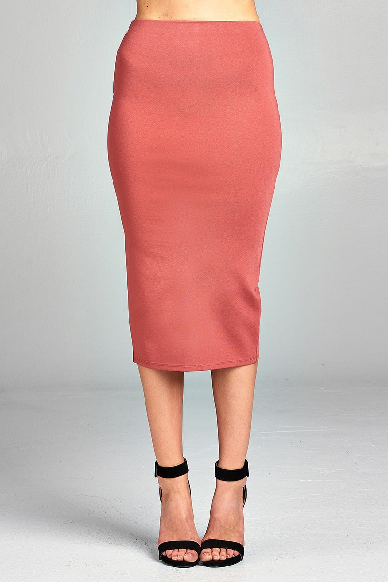 Ladies fashion ponte pencil midi skirt