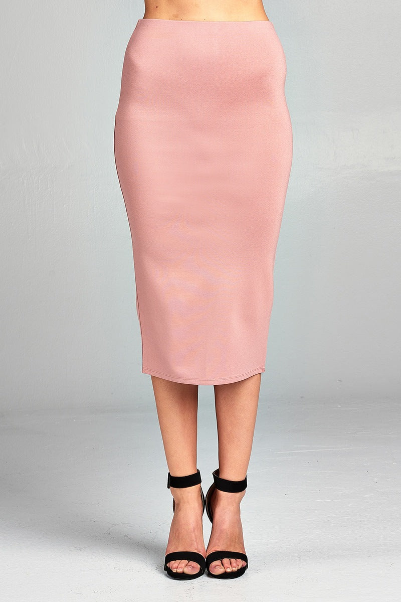 Ladies fashion ponte pencil midi skirt