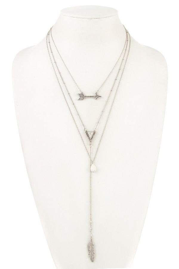 Multi layered tribal pendant necklace