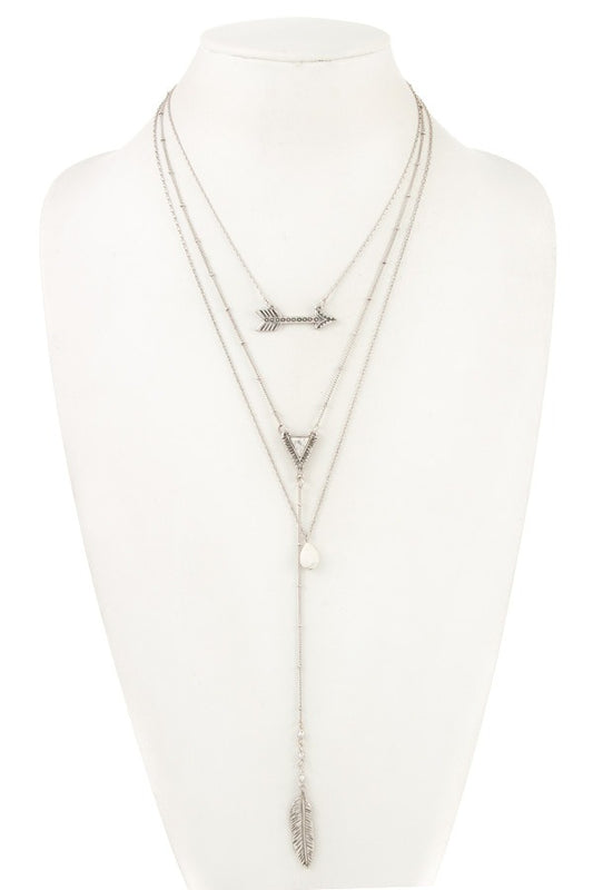 Multi layered tribal pendant necklace