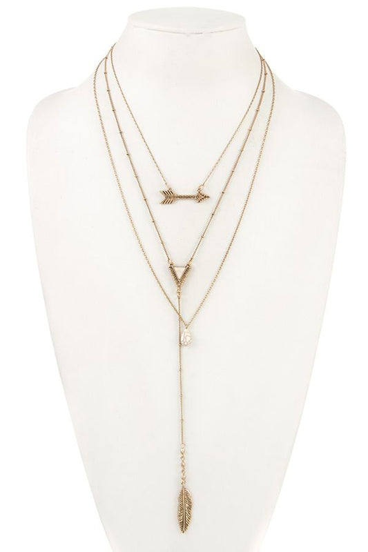 Multi layered tribal pendant necklace
