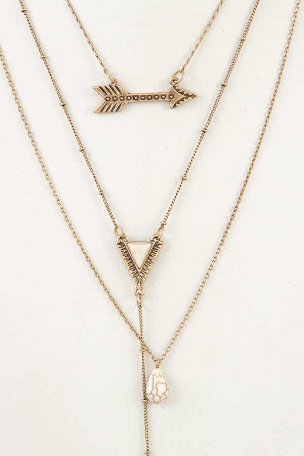 Multi layered tribal pendant necklace