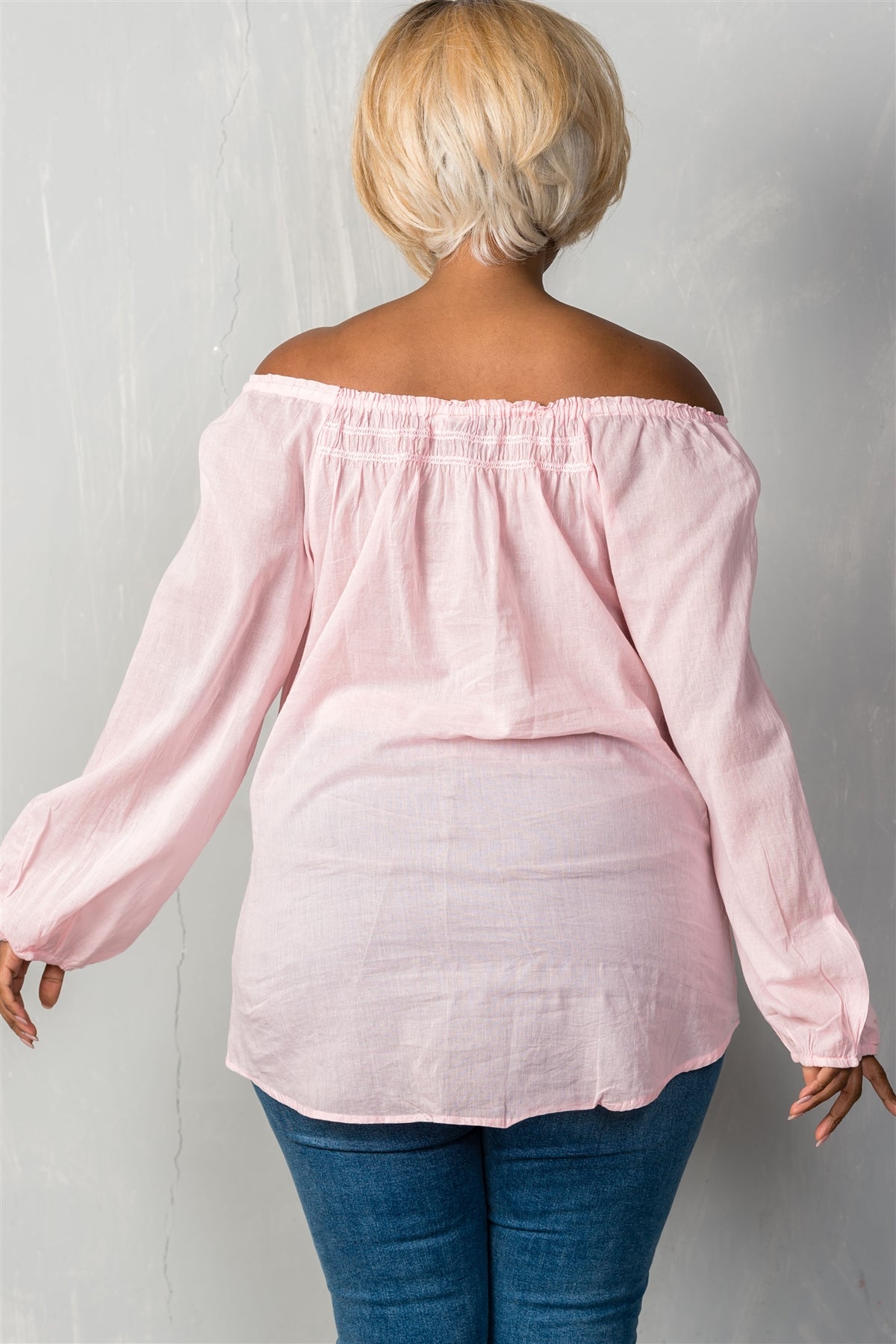 Ladies fashion plus size boho contemporary elastic off the shoulder top