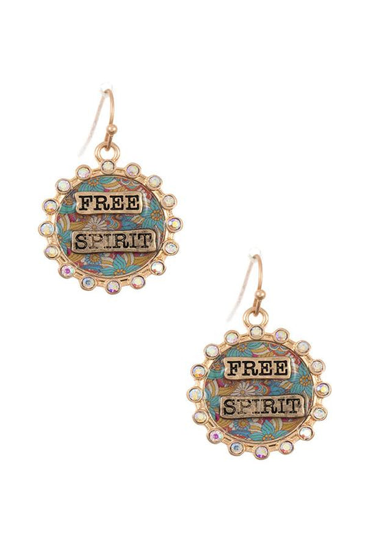 Free spirit rhinestone framed dangle earring