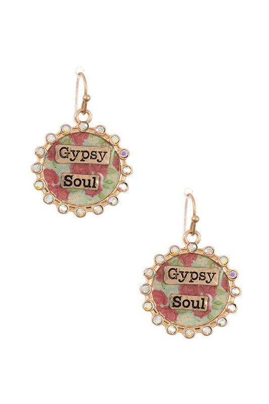 Gypsy soul rhinestone framed dangle earring