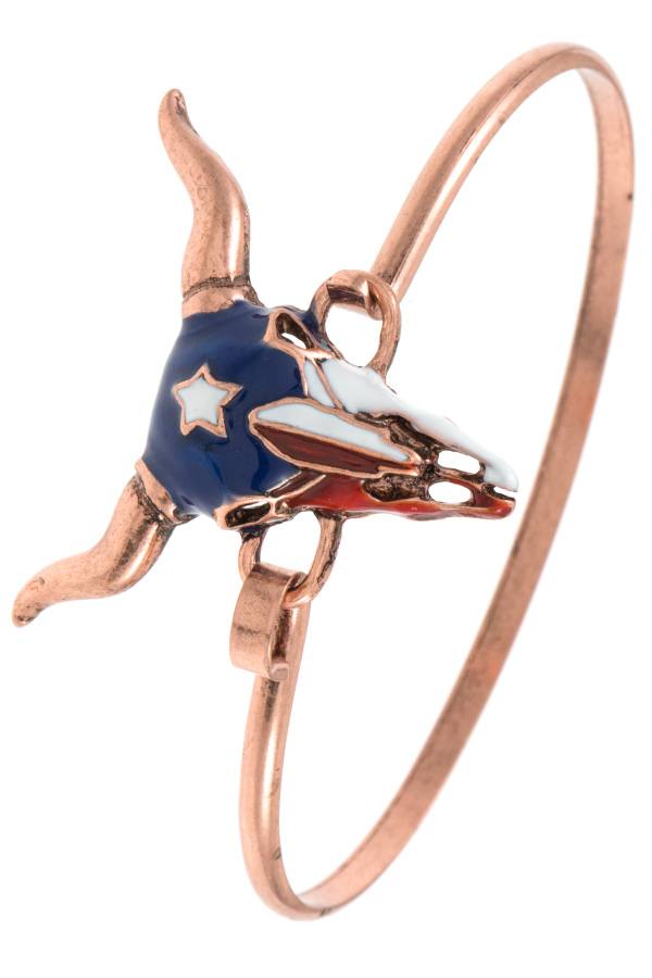 Red white blue bull paint accent bangle bracelet