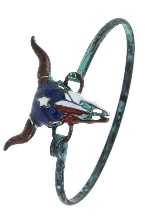 Red white blue bull paint accent bangle bracelet