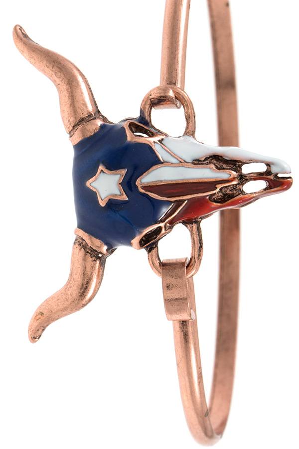 Red white blue bull paint accent bangle bracelet