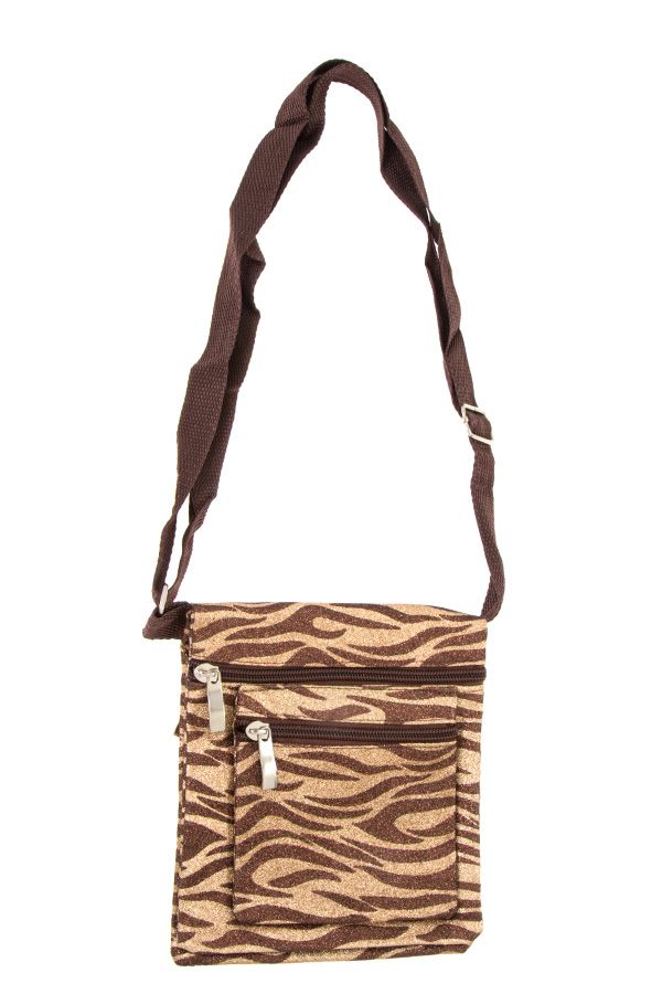 Glittered animal print shoulder bag