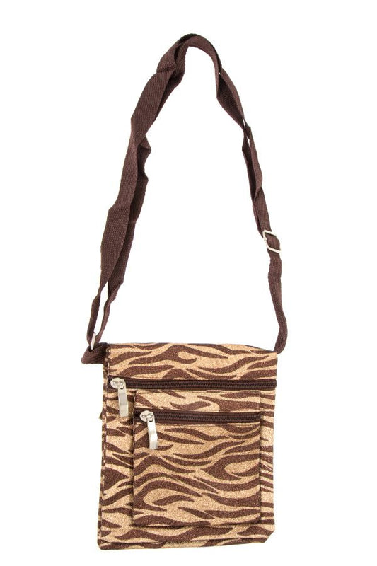 Glittered animal print shoulder bag