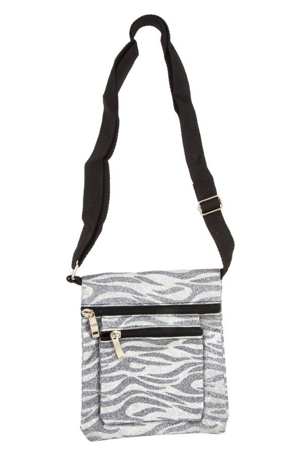 Glittered animal print shoulder bag