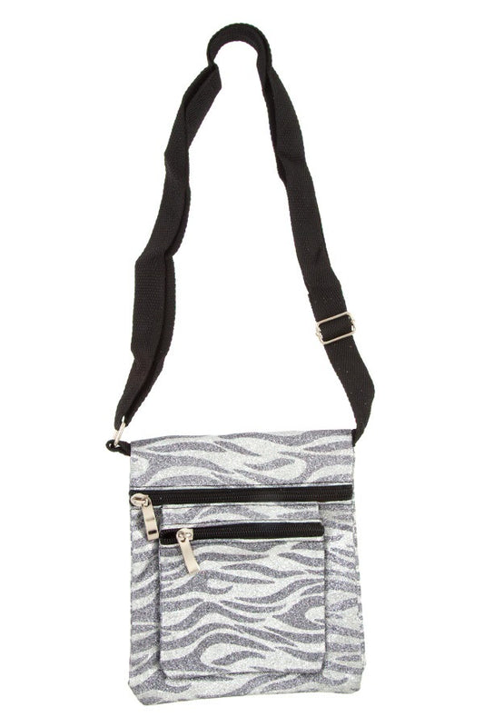 Glittered animal print shoulder bag