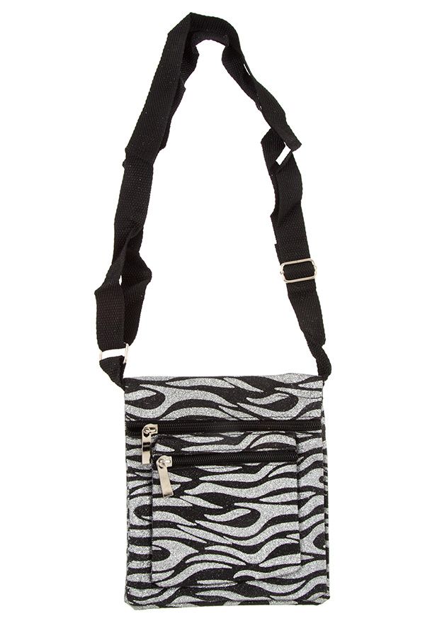 Glittered animal print shoulder bag