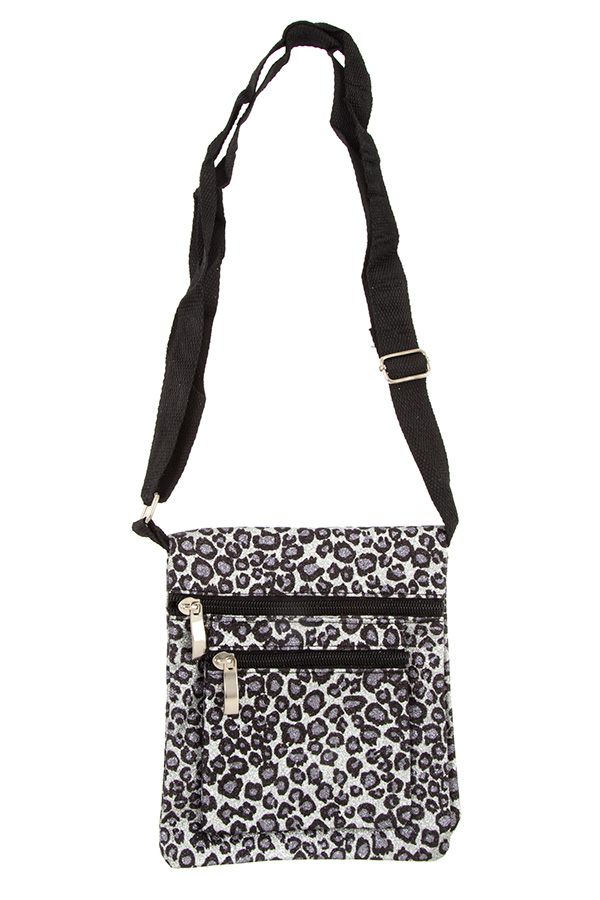 Glittered animal print shoulder bag