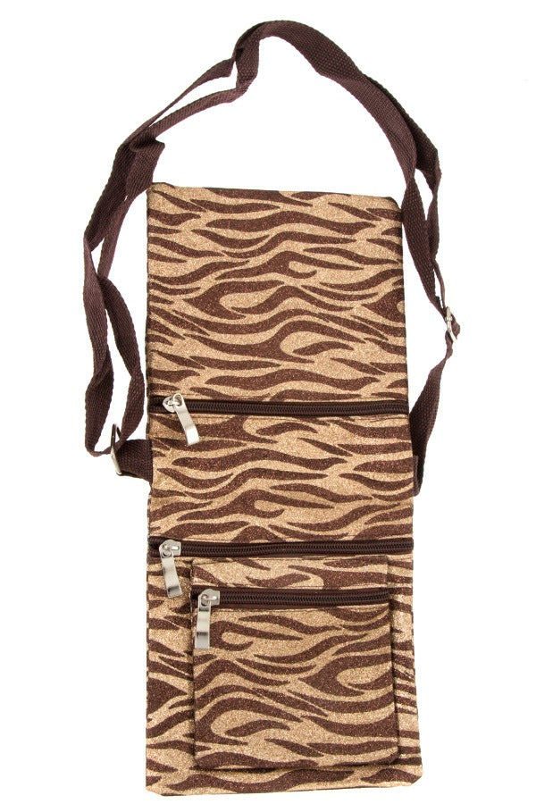 Glittered animal print shoulder bag