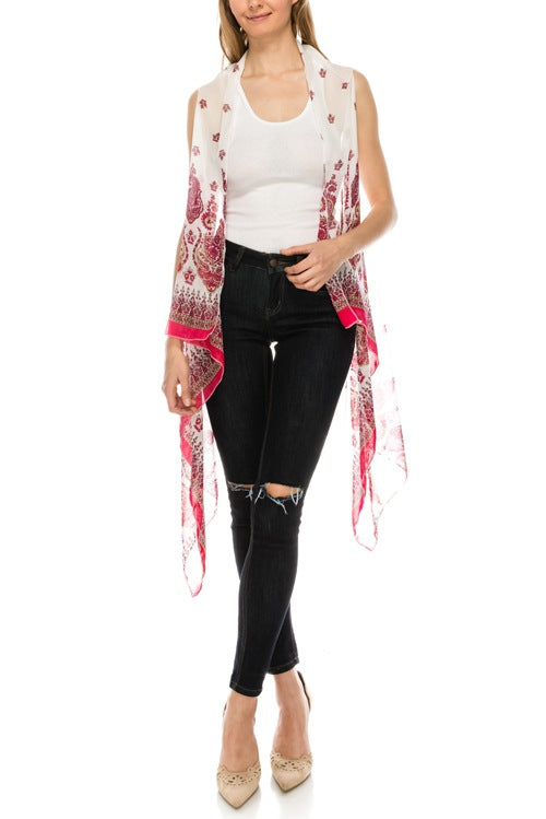 Paisley print chiffon vest
