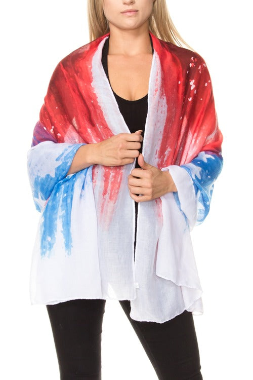 Tie dye american flag print shawl