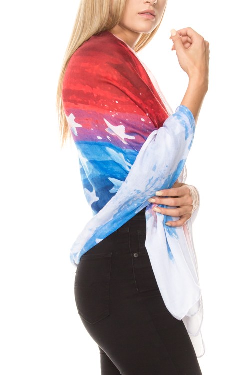 Tie dye american flag print shawl