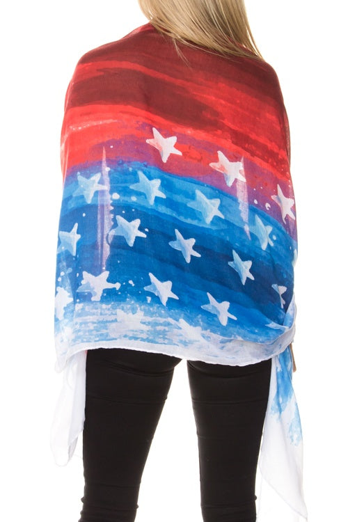 Tie dye american flag print shawl