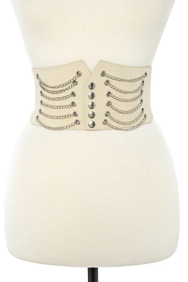 Draped chain wide detailed stretch belt