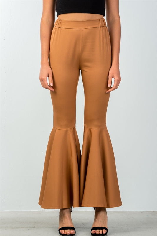 Ladies fashion mid rise flare bell bottom pants