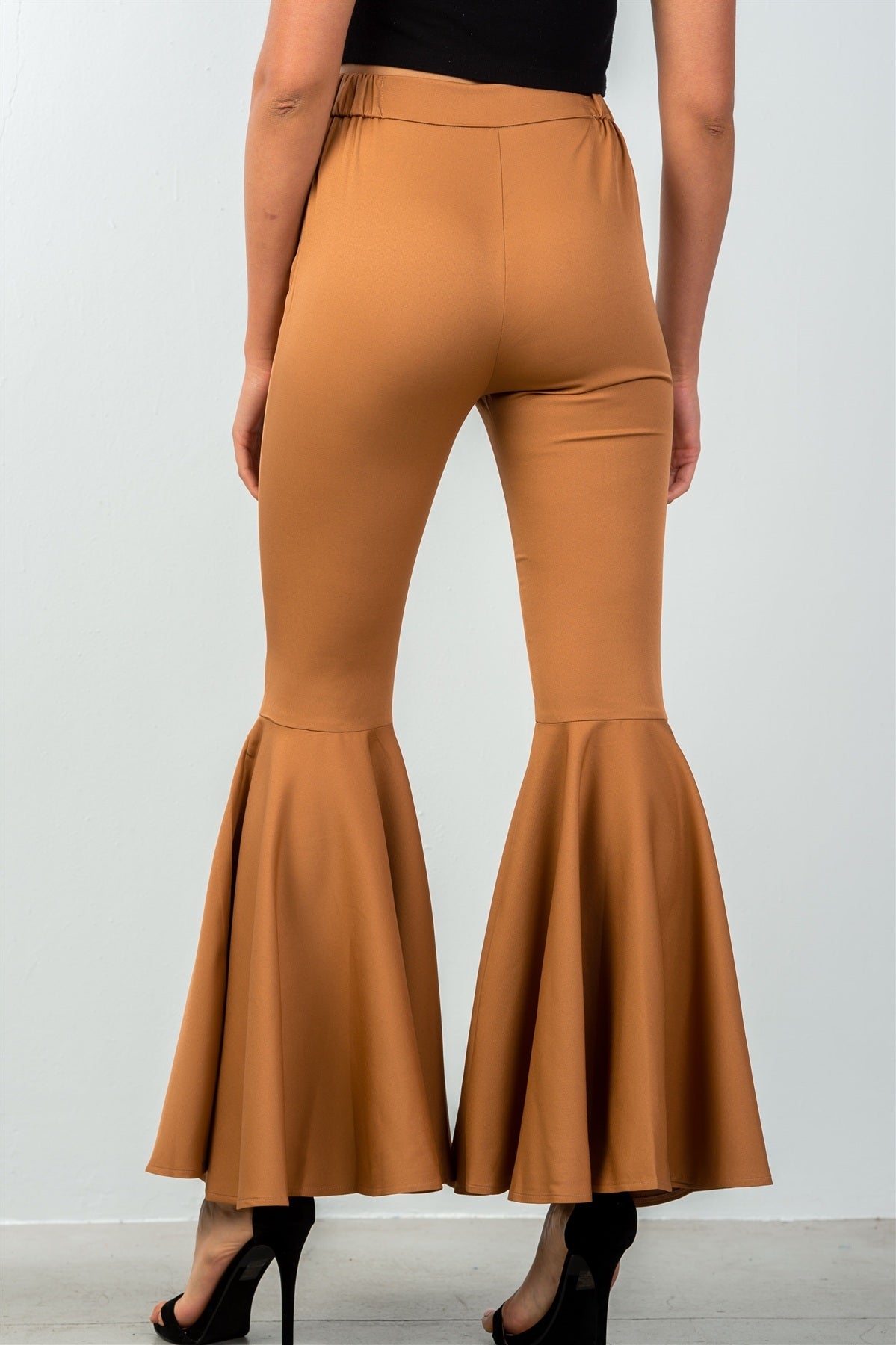 Ladies fashion mid rise flare bell bottom pants