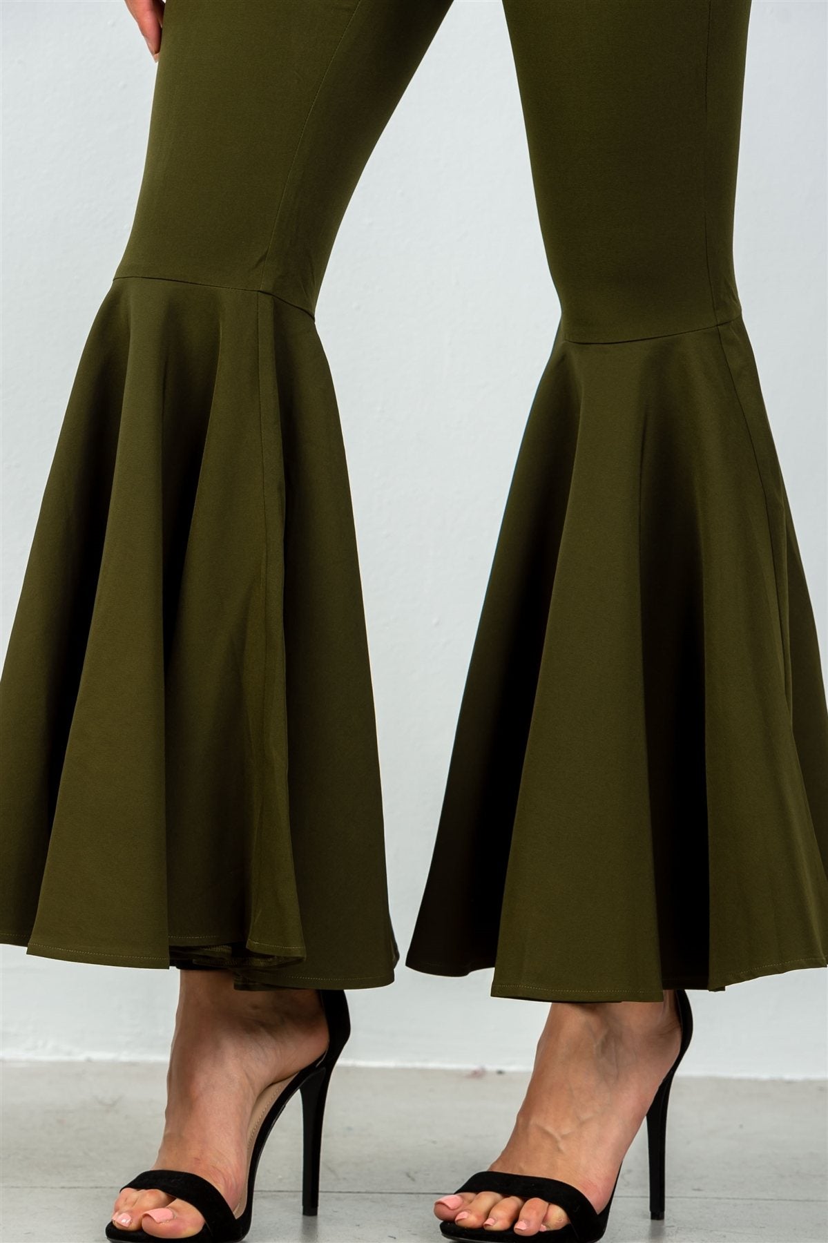 Ladies fashion mid rise flare bell bottom pants