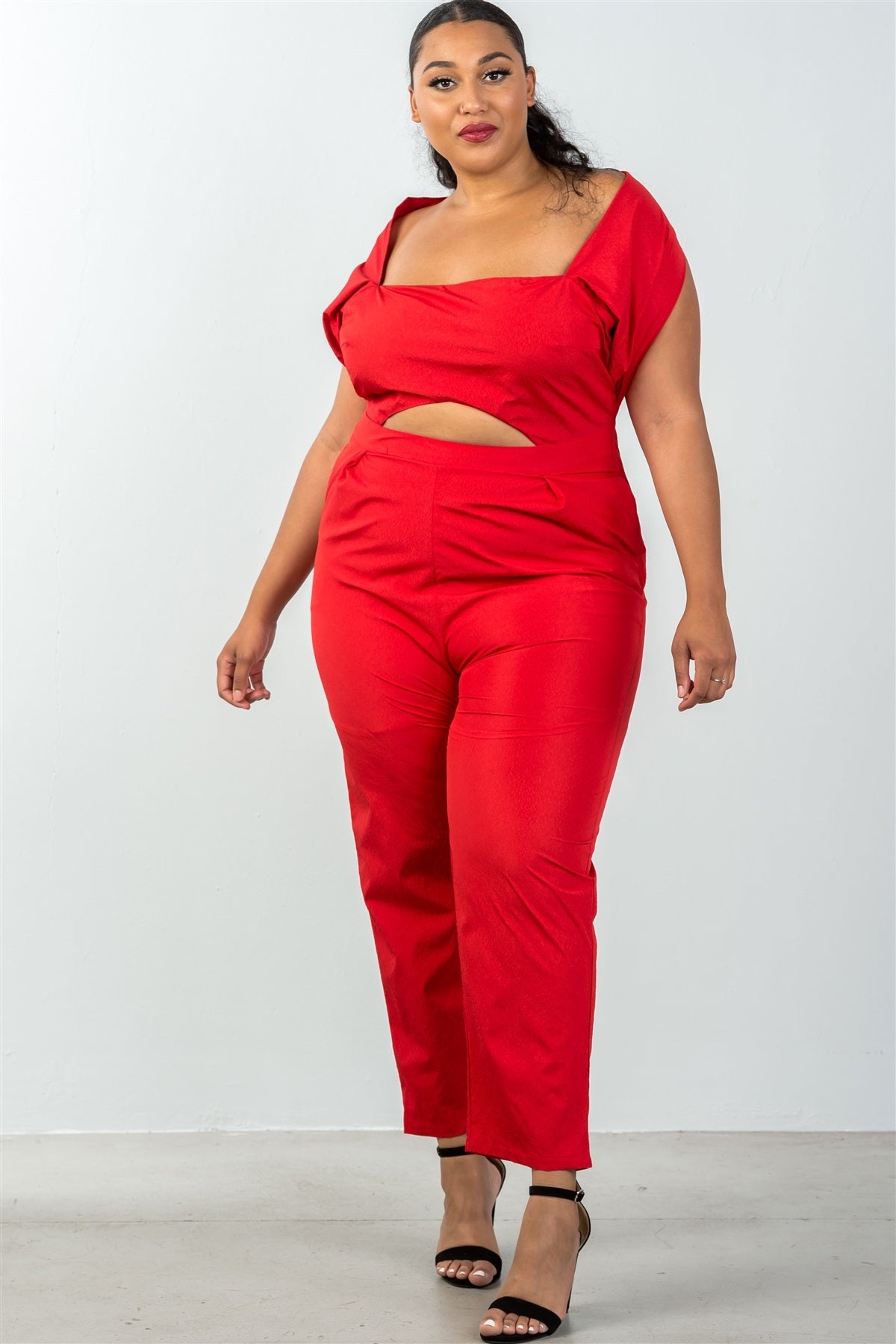 Ladies fashion plus size bow detail at front strapless jumpsuit palazzo pants