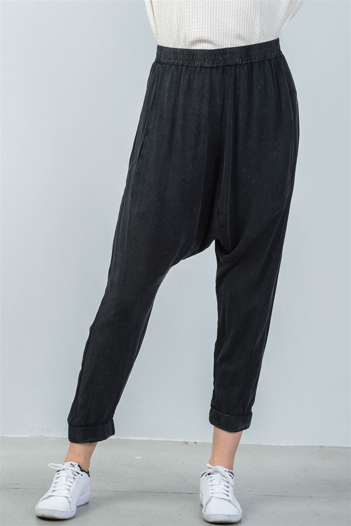 Ladies fashion elastic waist  loose baggy joggers pants