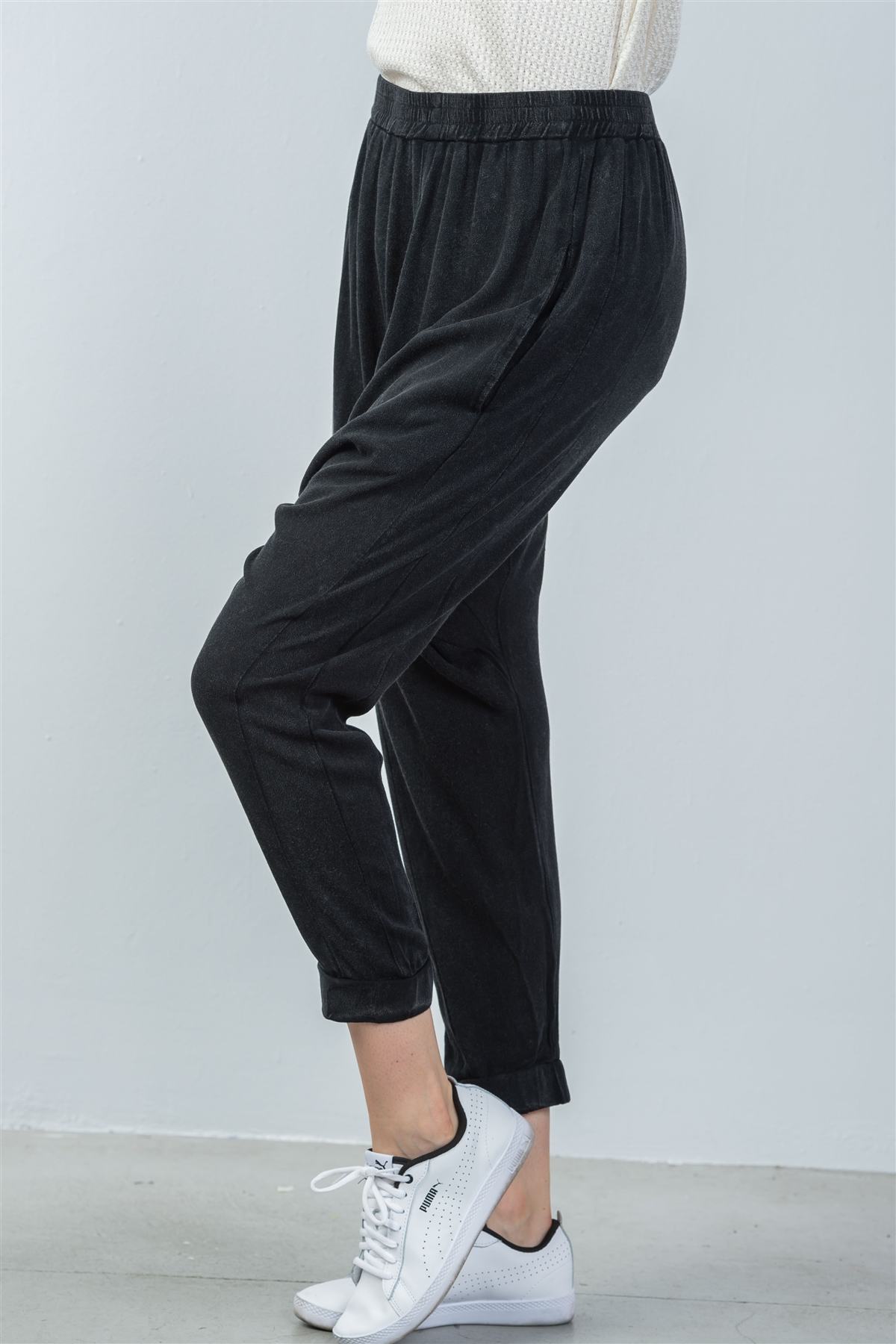 Ladies fashion elastic waist  loose baggy joggers pants