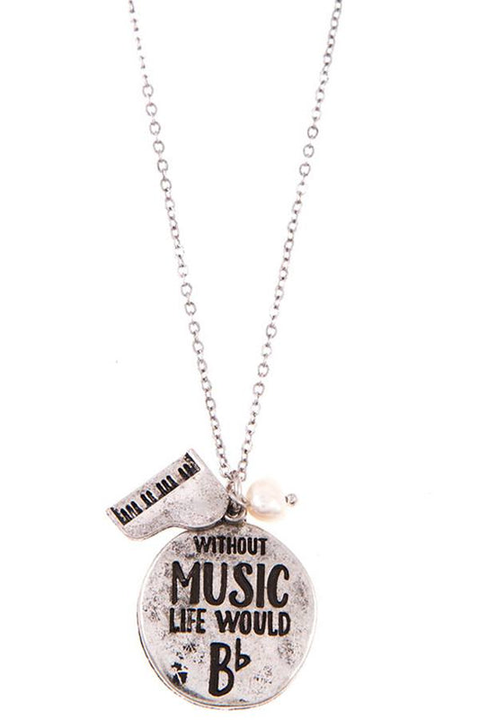 Ladies without music life would b round pendant necklace set