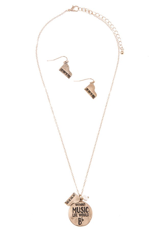 Ladies without music life would b round pendant necklace set