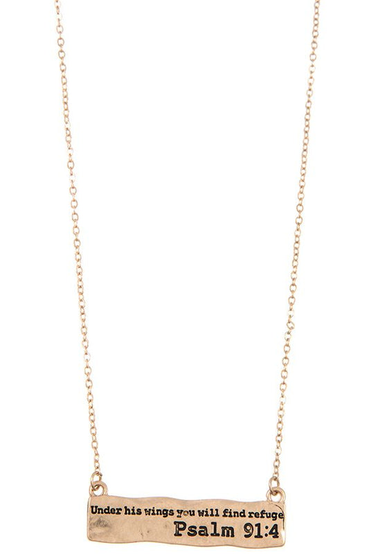Ladies etched bar pendant necklace se