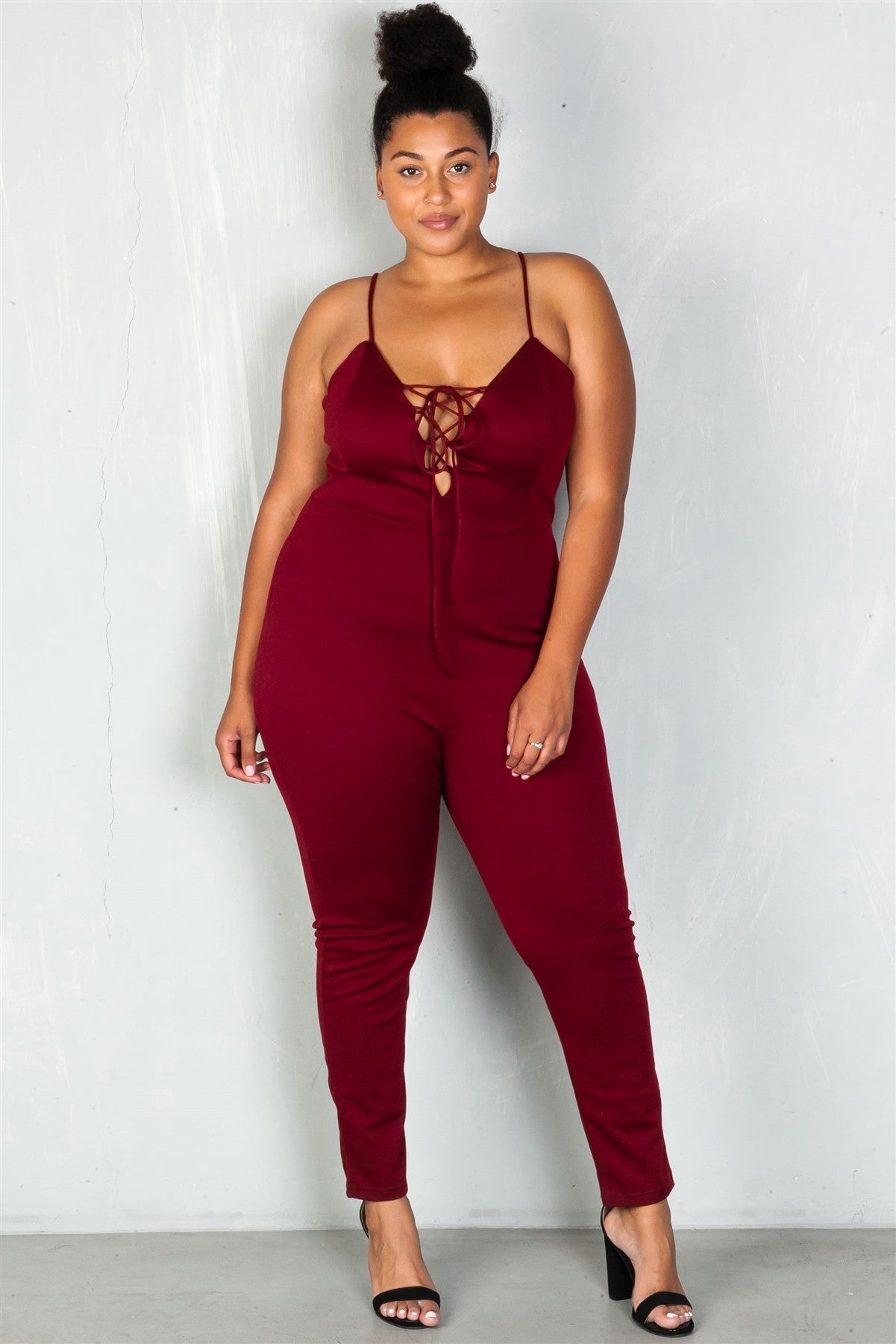 Ladies fashion plus size  lace-up v neckline  jumpsuit