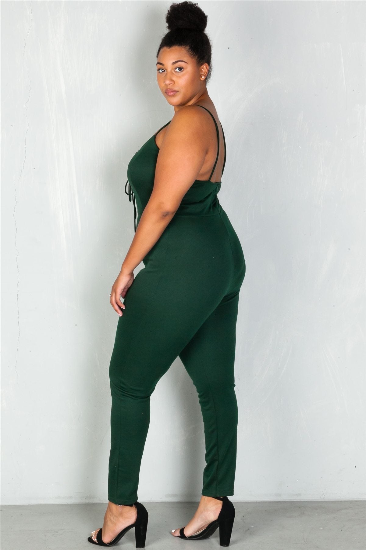 Ladies fashion plus size  lace-up v neckline  jumpsuit