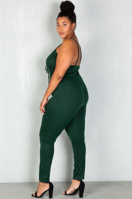 Ladies fashion plus size  lace-up v neckline  jumpsuit