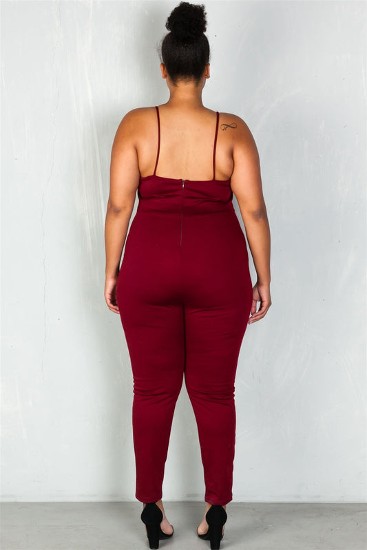 Ladies fashion plus size  lace-up v neckline  jumpsuit
