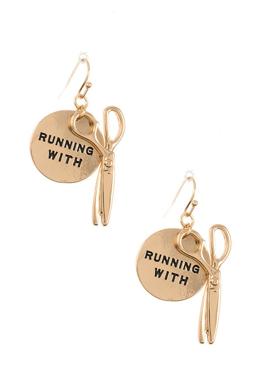 Ladies running with...disk dangle earring