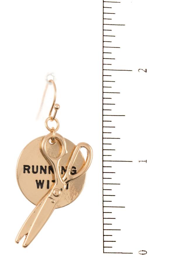 Ladies running with...disk dangle earring