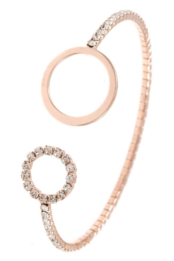 Ladies rhinestone pave circle cuff bracelet