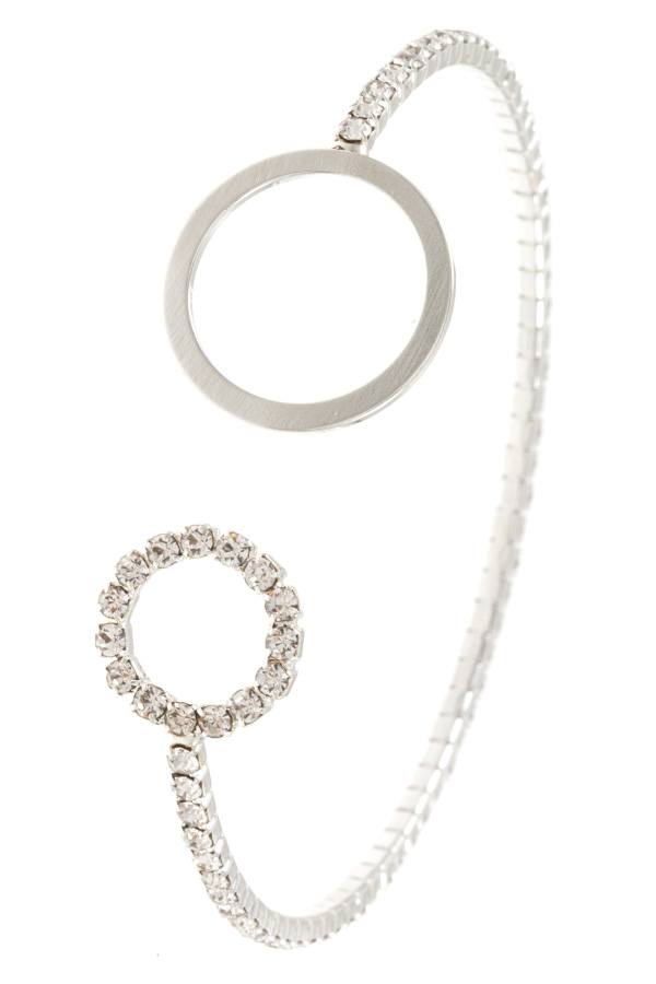 Ladies rhinestone pave circle cuff bracelet