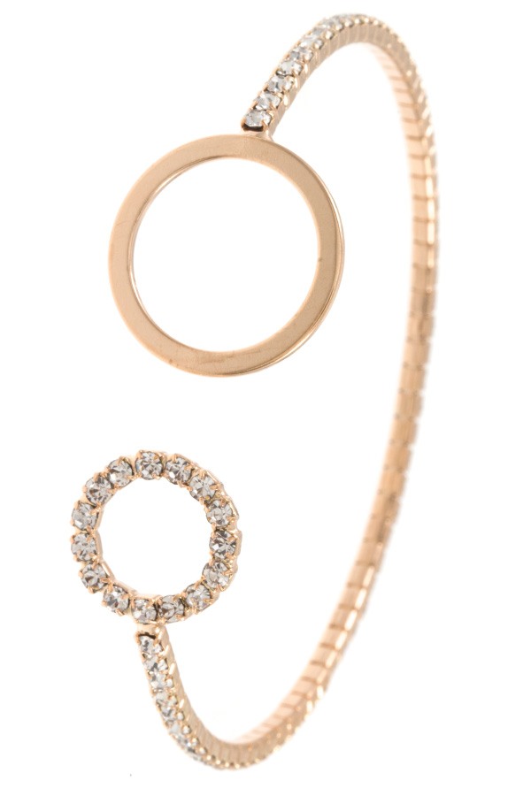 Ladies rhinestone pave circle cuff bracelet