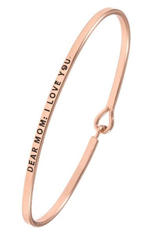 Ladies dear mom: i love you brass bangle bracelet