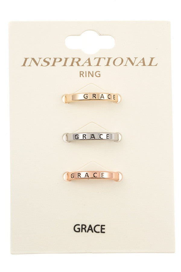 Ladies engraved grace triple ring set