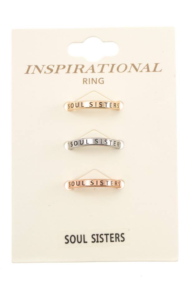 Ladies engraved soul sisters triple ring set