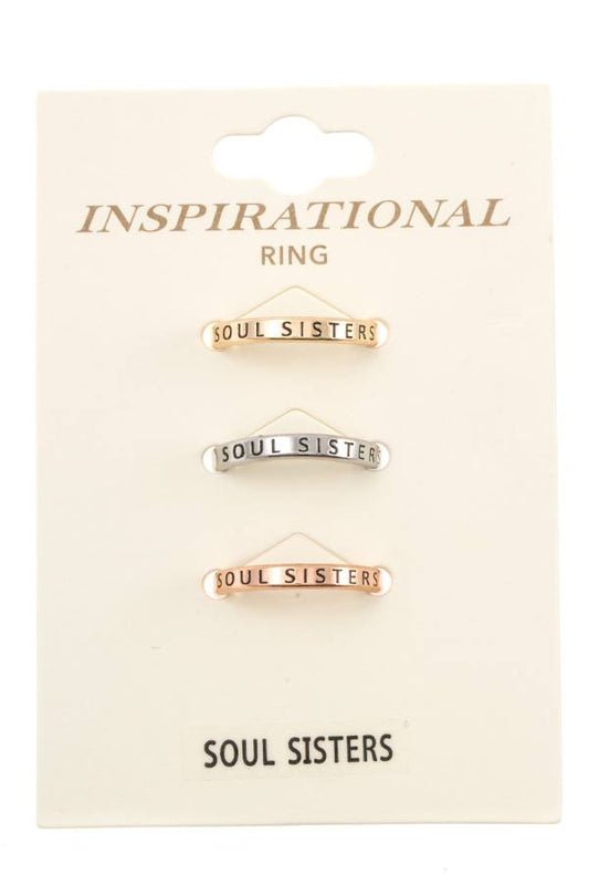 Ladies engraved soul sisters triple ring set
