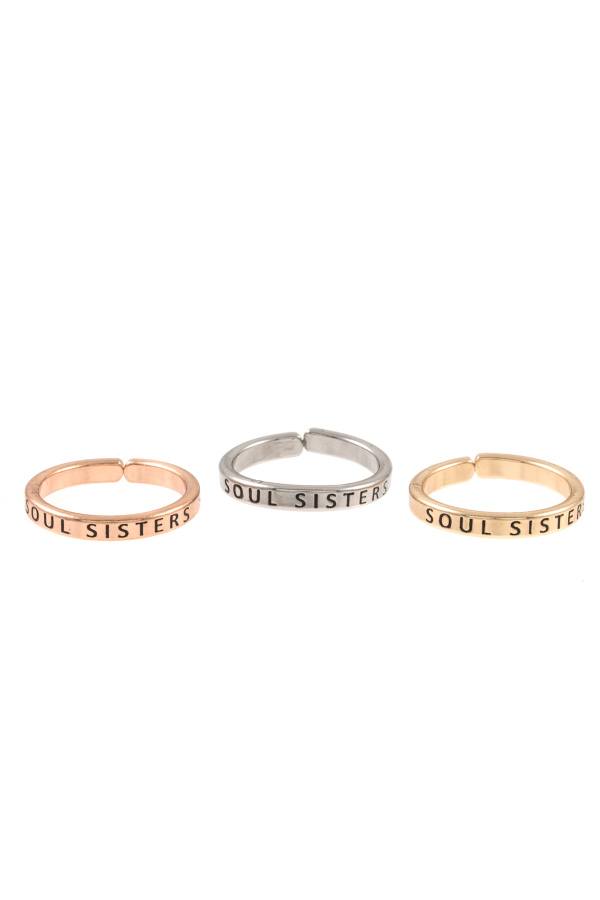 Ladies engraved soul sisters triple ring set