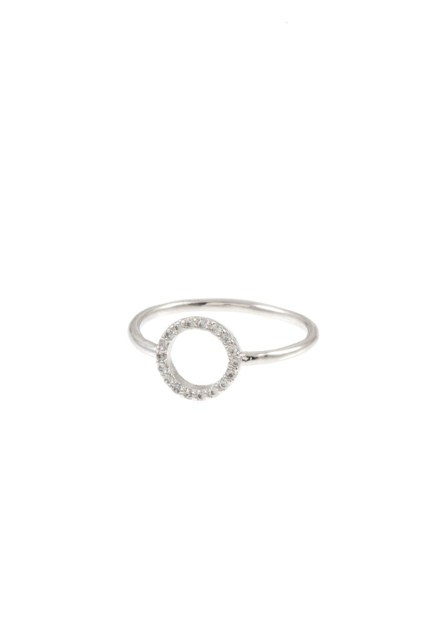 Ladies round cz stone pave ring