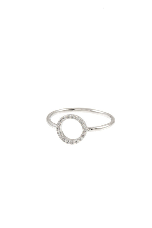 Ladies round cz stone pave ring