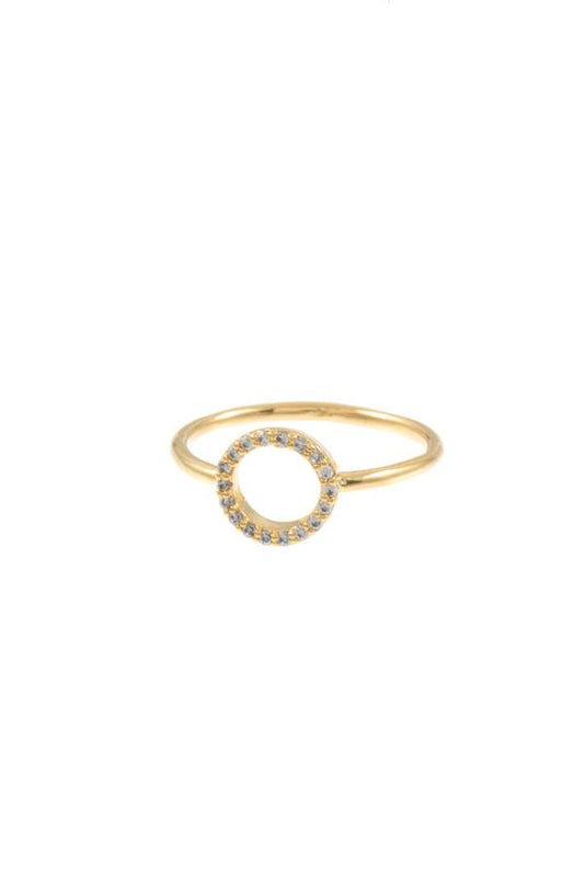 Ladies round cz stone pave ring